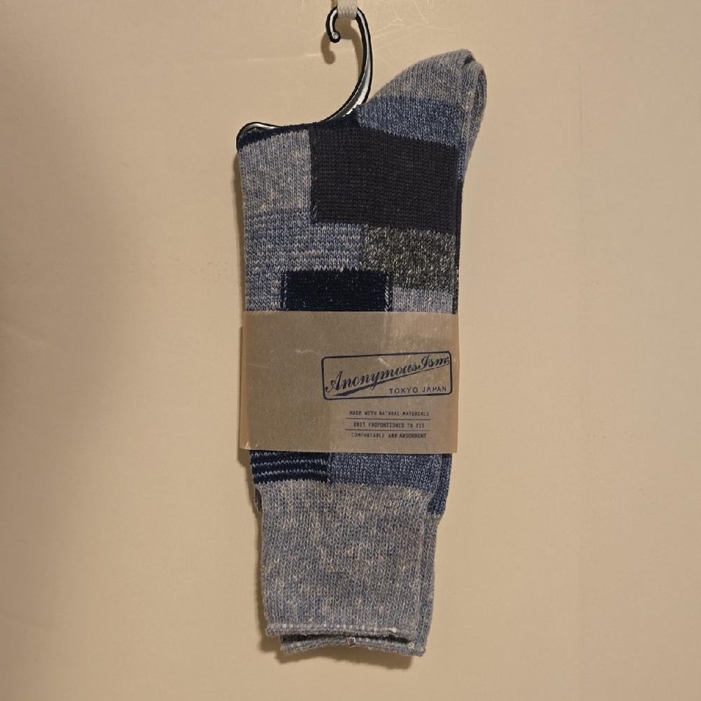 Anonymous-ism Men's Patchwork Socks - Navy and Gray